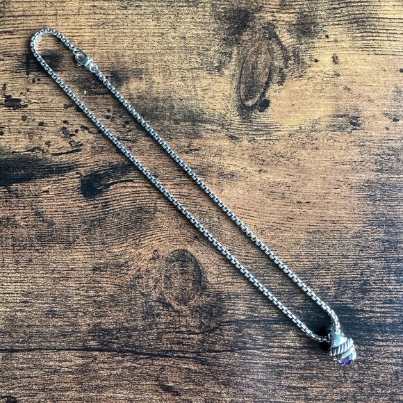 David Yurman 14K Gold & Sterling Silver Acorn w/ Amethyst Necklace - 16" - RARE - Picture 4 of 14